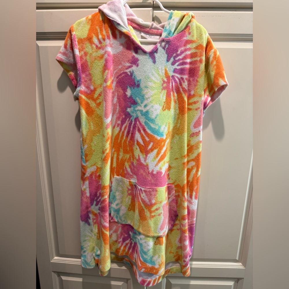 Colorful Tie-Dye Swim Coverup Dress with Pocket
